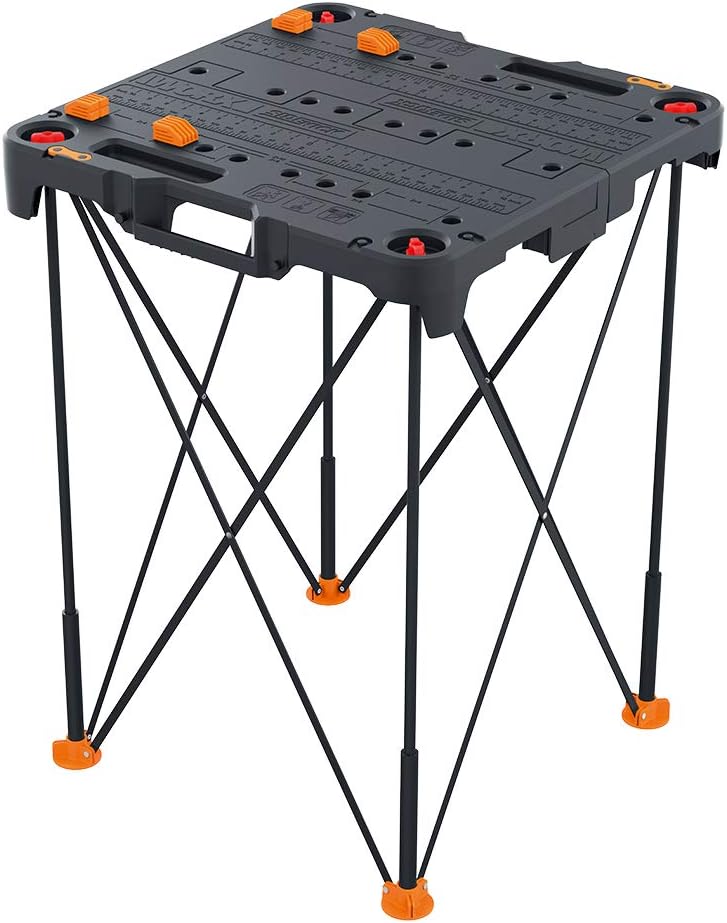 2-in-1 Folding Work Table & Sawhorse, Easy Setup Portable Workbench, 31" W x 25" D x 32" H Lightweight Worktable with Heavy-Duty Load Capacity, WX051 - Includes 2 Clamps & 4 Clamp Dogs