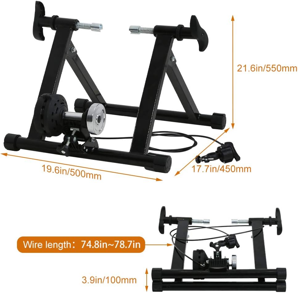 Bike Trainer Stand for Indoor Riding, Bicycle Exercise Training Stand with Magnetic Flywheel,Noise Reduction,5Resistance Settings Stationary Bike Resistance for Road