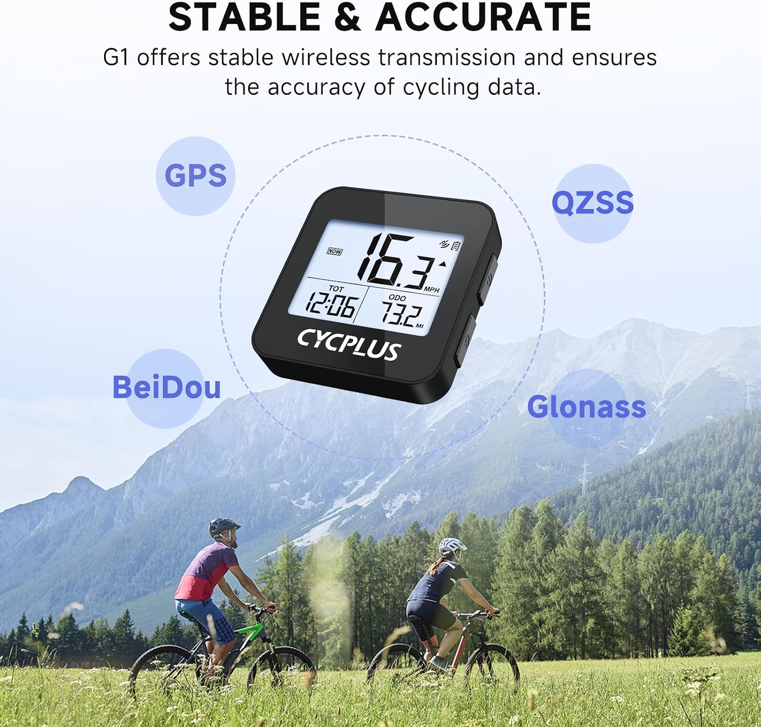 GPS Bike Computer, Wireless Cycling Computer with Automatic Backlight, Bicycle Speedometer Odometer with Waterproof and Large Battery, Provide Professional Data Analysis(New Upgraded)
